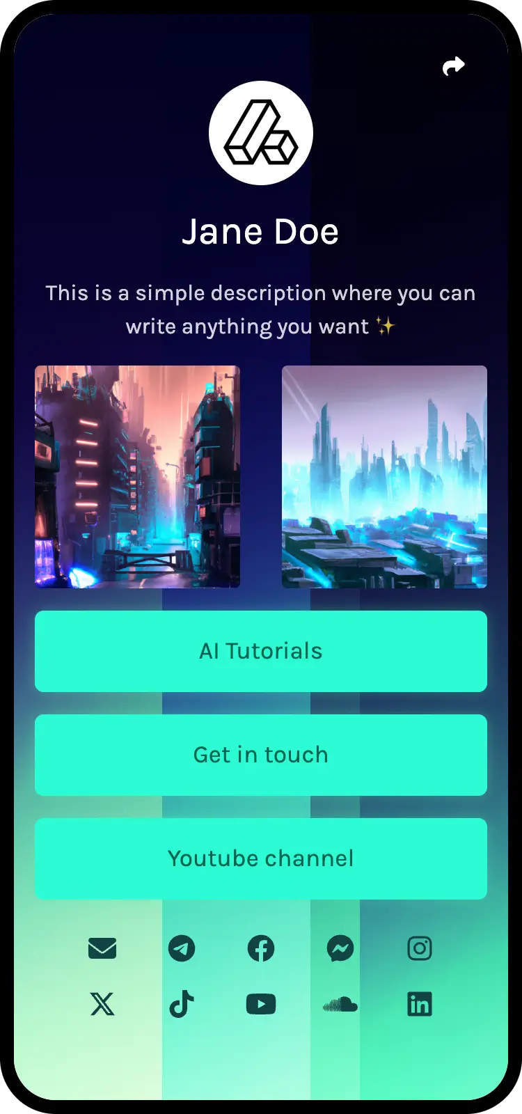 لقطة شاشة لأمثلة صفحات biolink